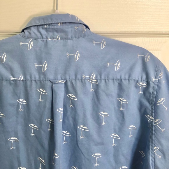AHOY Surf Co Men's Large Woven Blue Shirt with Beach Umbrella print - Picture 6 of 6